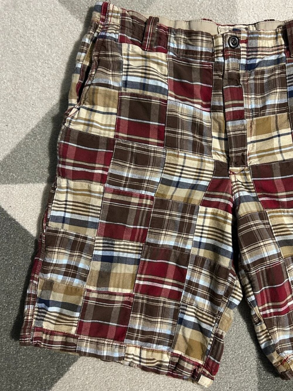 Arrow Y2K Madras Patchwork Plaid 100% Cotton Shorts Preppy Men's Size 34 X 9.5